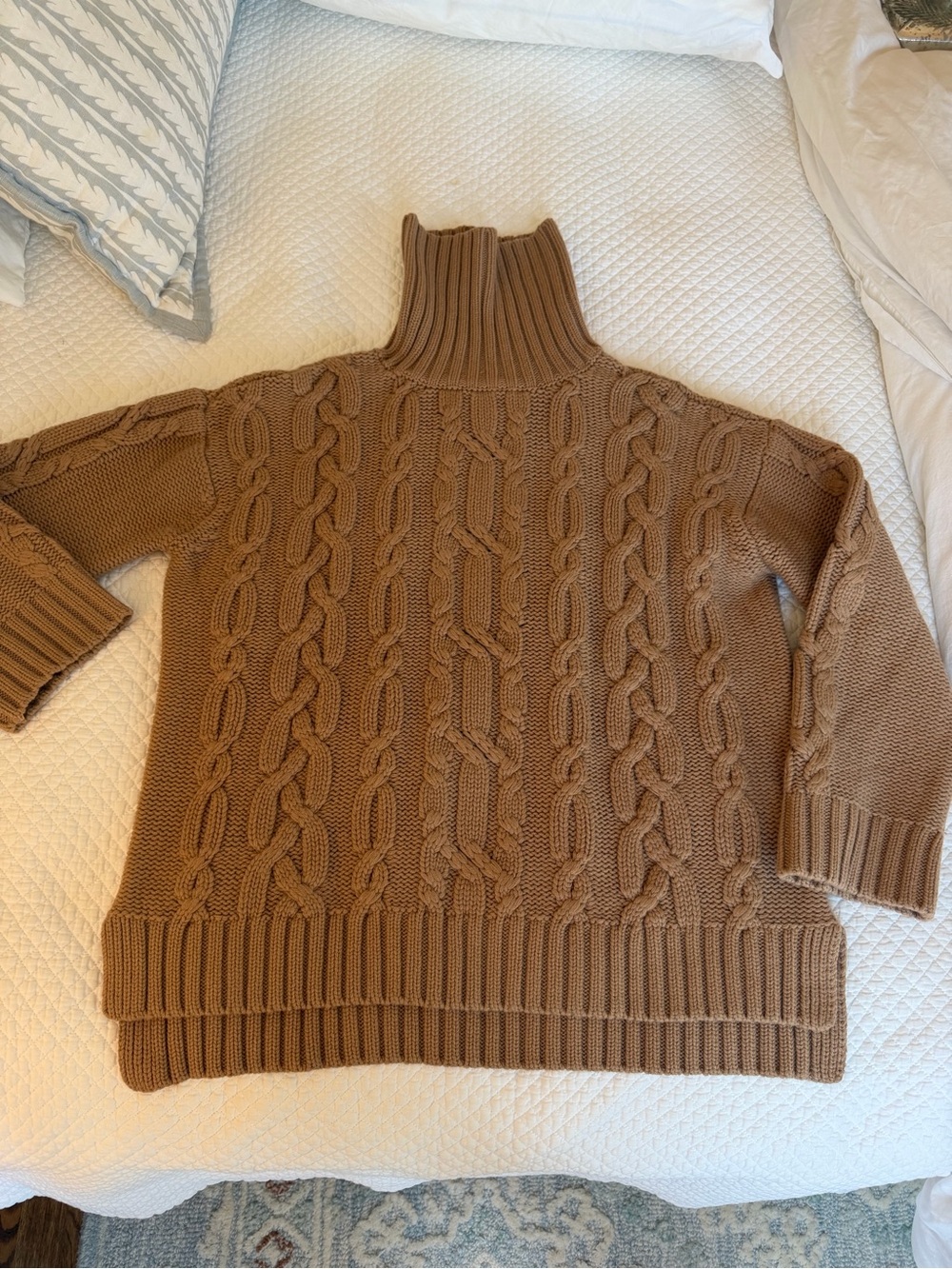 Tuckernuck Camel colored Cable-Knit Turtleneck Sweater